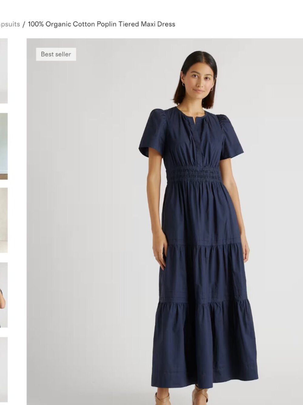 Quince poplin tiered dress XL